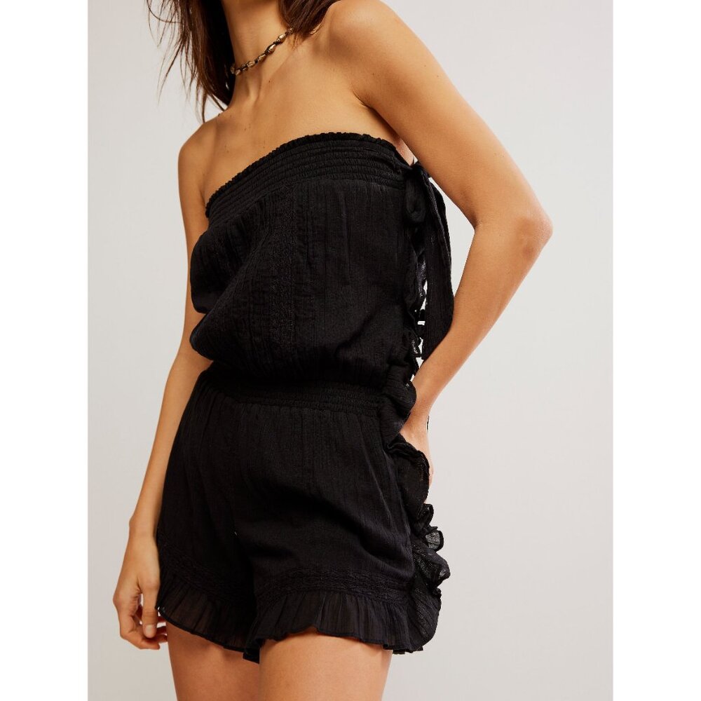 Free People Black Strapless Romper